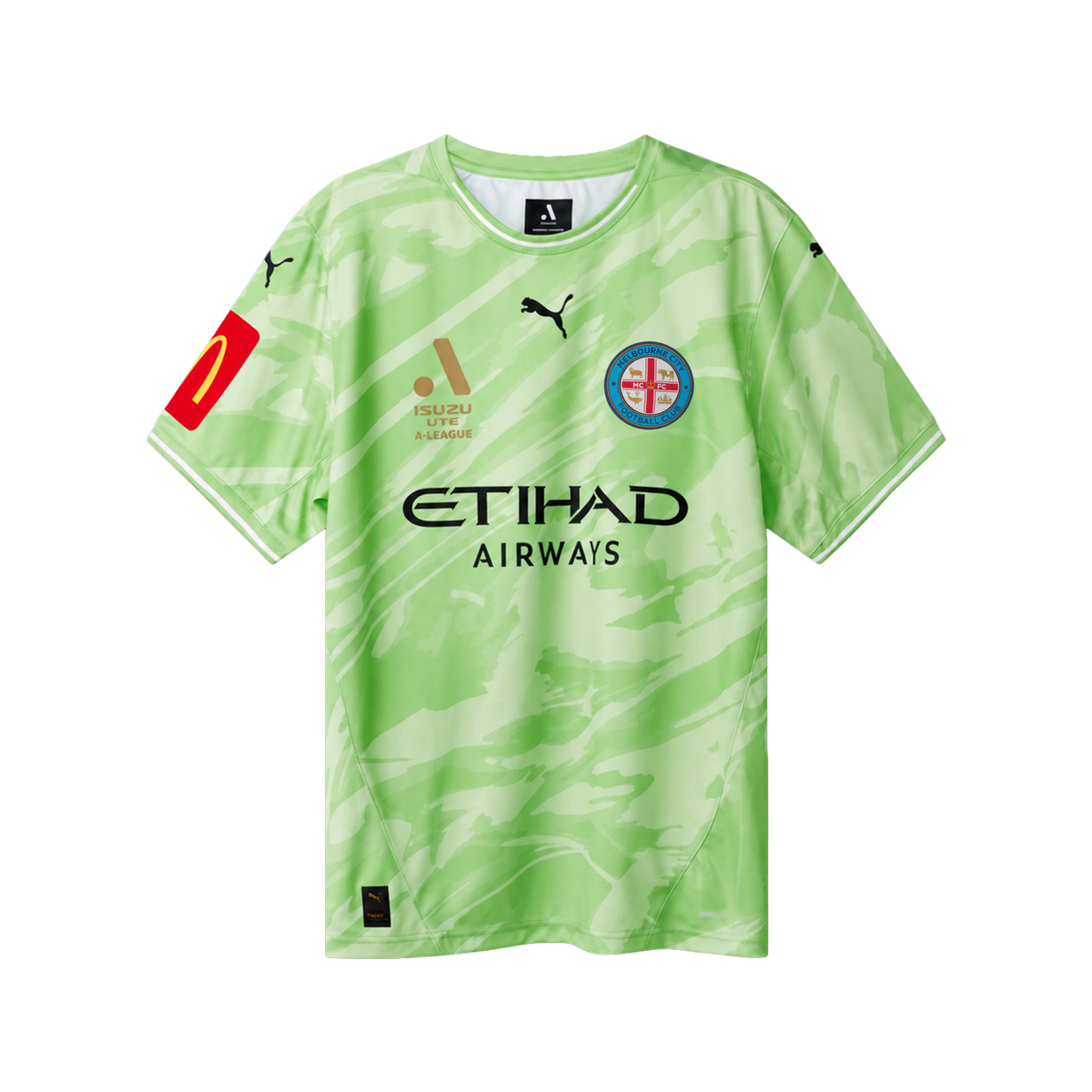 Melbourne City FC 25/26 Authentic Goalkeeper Jersey Fizzy Lime - Men’s Fit with BEACH 1 Printing